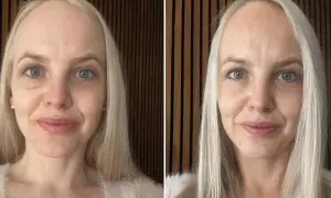Före och efter-bilder visar hur en kvinna lyckas applicera brun utan sol i ansiktet för en jämnare hudton.