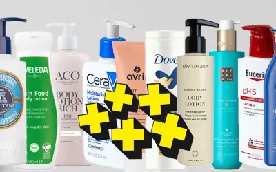 En rad med olika body lotions, inklusive L'Occitane, Weleda, ACO, CeraVe, Dove, Löwengrip, Rituals, Eucerin och Nivea. Perfekt för att hitta din nya favorit body lotion.