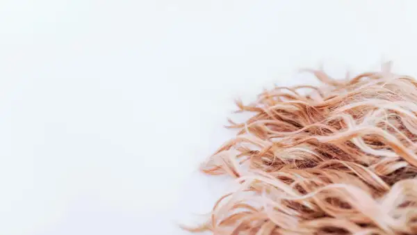 Lockigt, blont hår som ser ut att ha fått en behandling med hair botox för extra glans och mjukhet.
